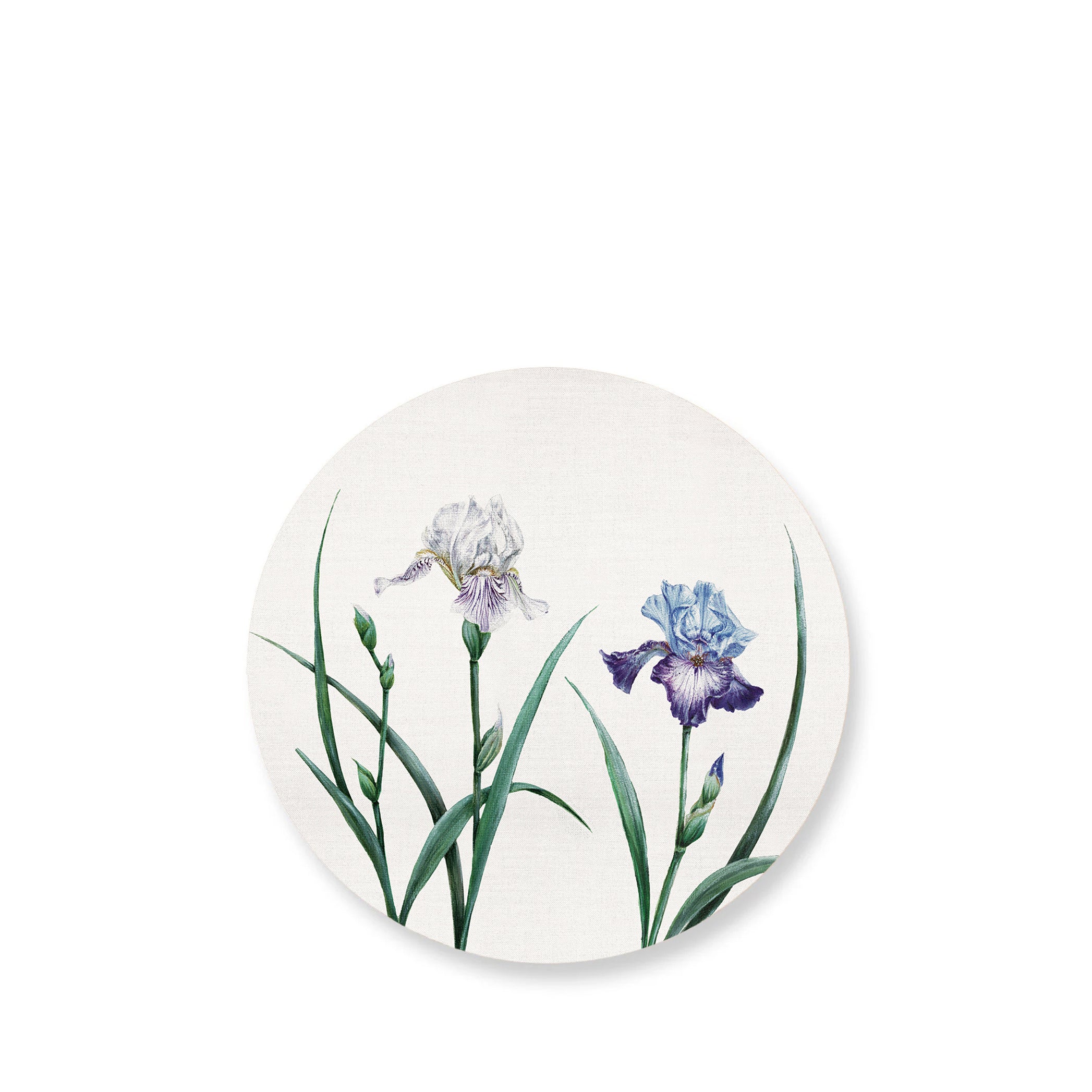 Iris Round Cork-backed Placemat in Purple and Periwinkle, 34cm