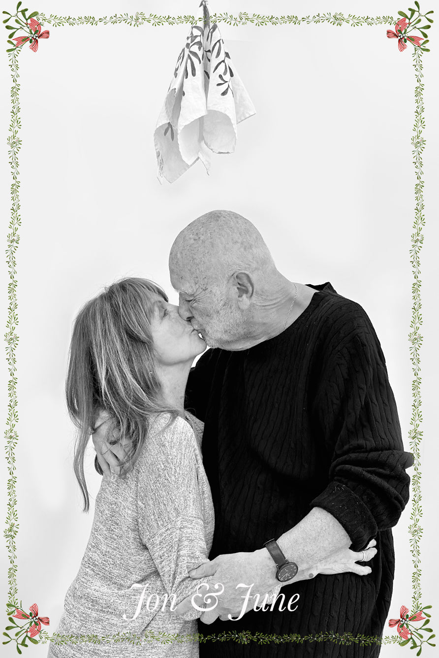 'Mistletoe Kiss' Linen Napkin, 50x50cm