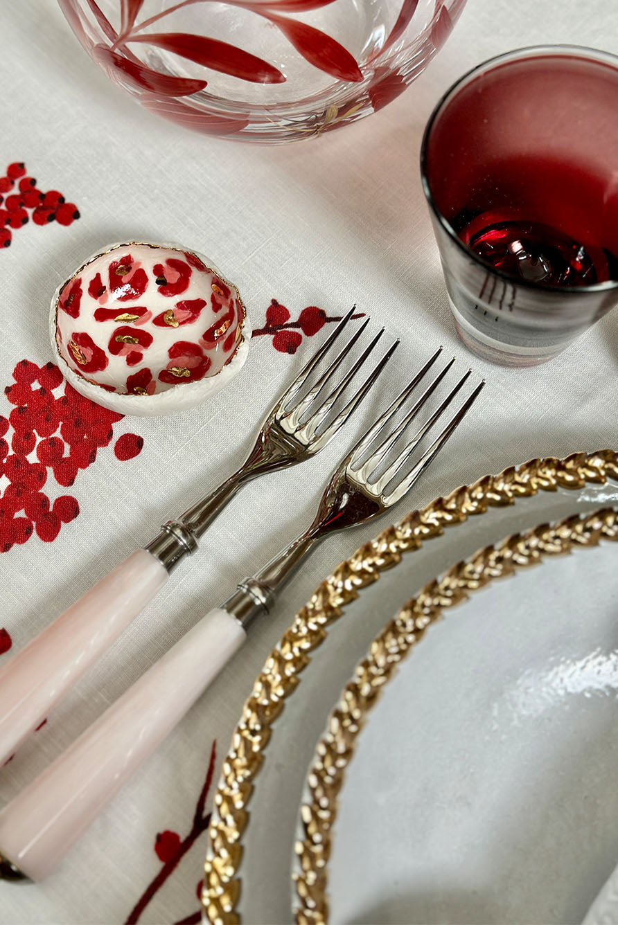 Joséphine Soup Plate with Gold Rim by Astier de Villatte, 14.5cm