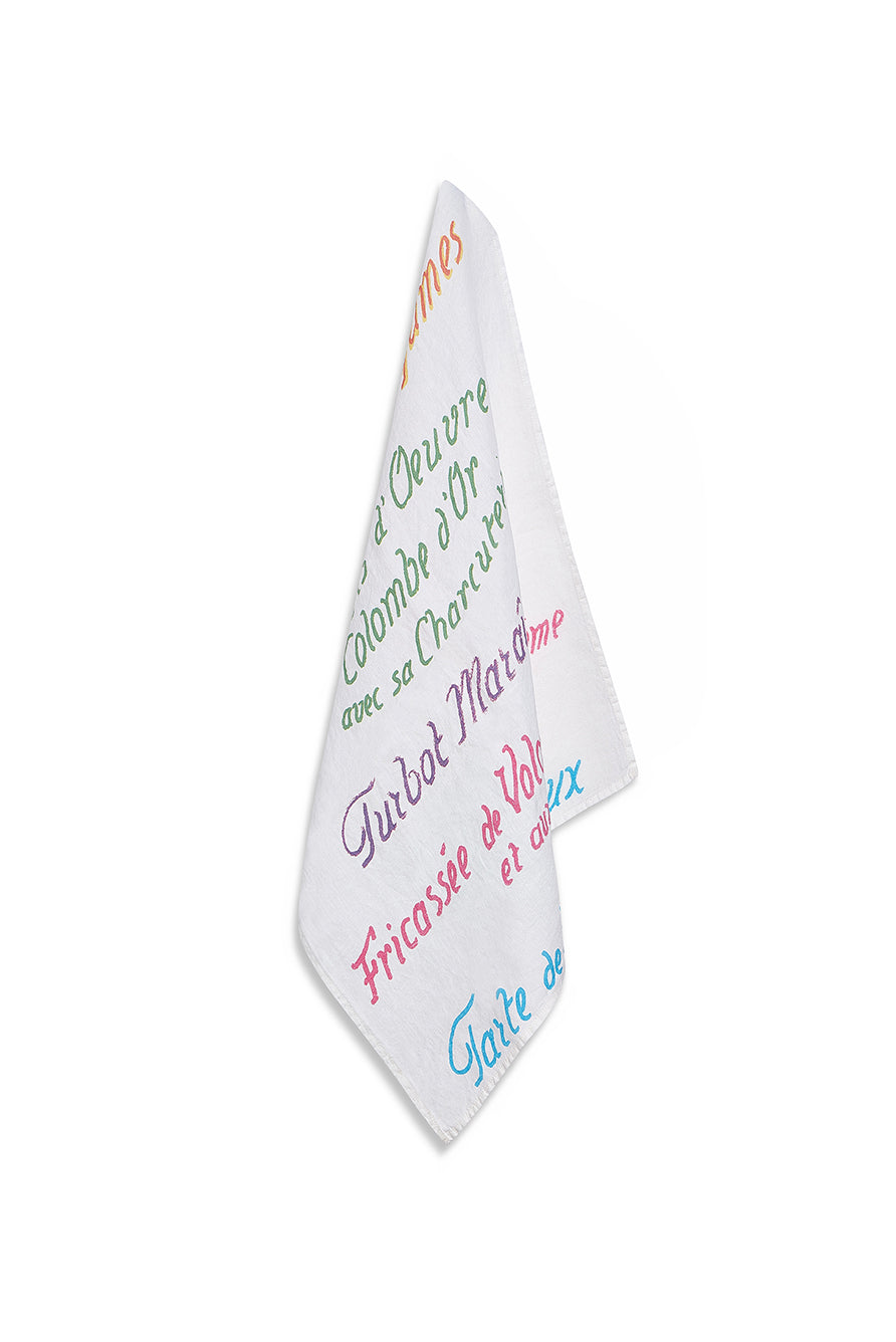 25th Anniversary 'Le Menu' Summerill & Bishop x La Colombe d'Or Linen Napkin, 50x50cm