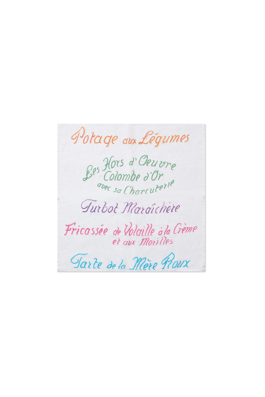 25th Anniversary 'Le Menu' Summerill & Bishop x La Colombe d'Or Linen Napkin, 50x50cm
