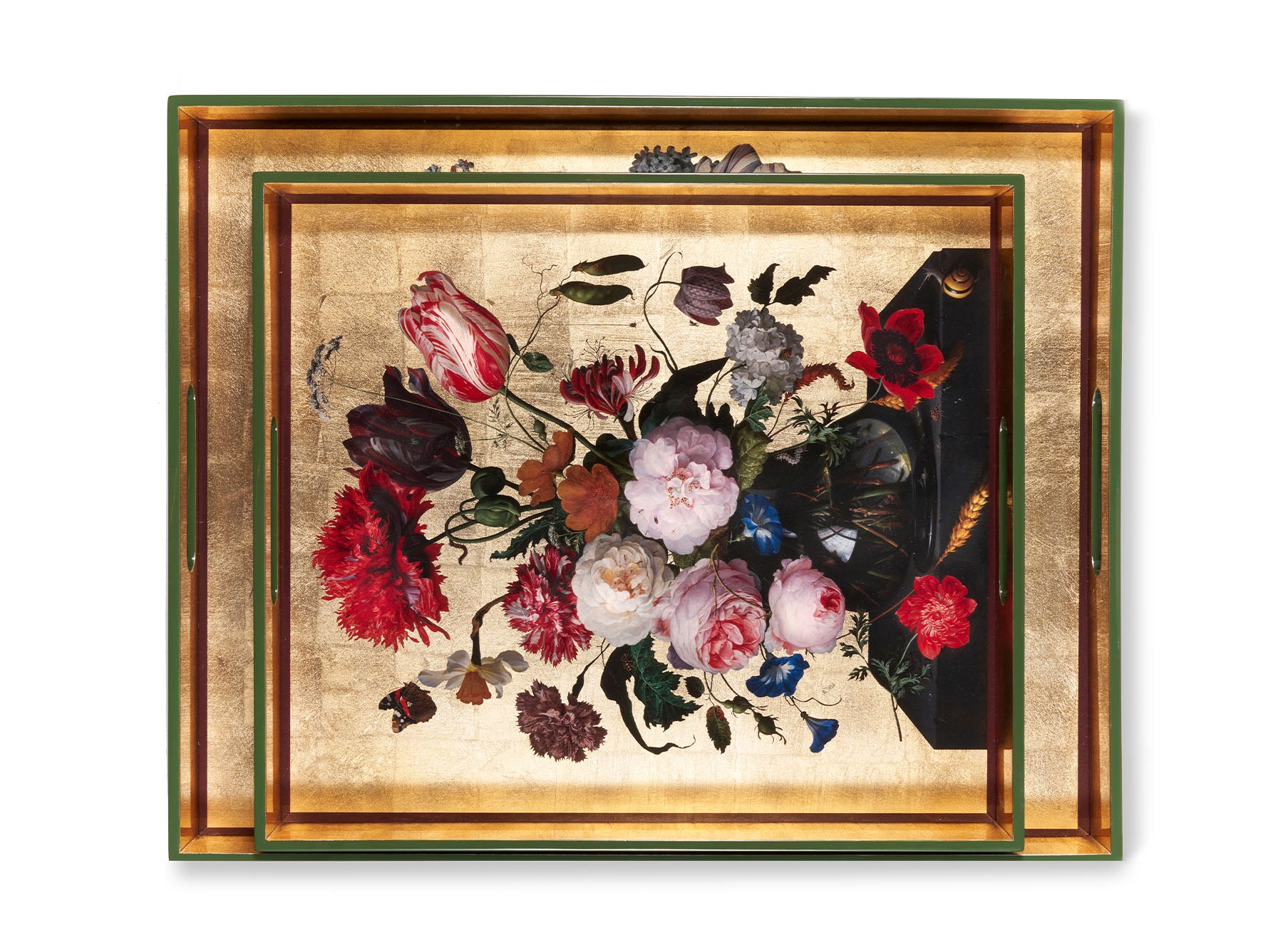 Gold Leaf 'Still Life 1815' Rectangular Lacquered Tray, 50cm x 40cm