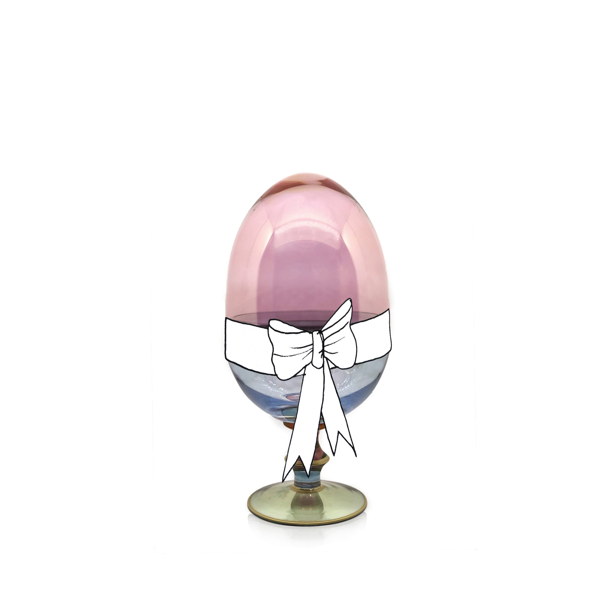 Handblown Italian Glass Egg on Stand, Large, 28cm