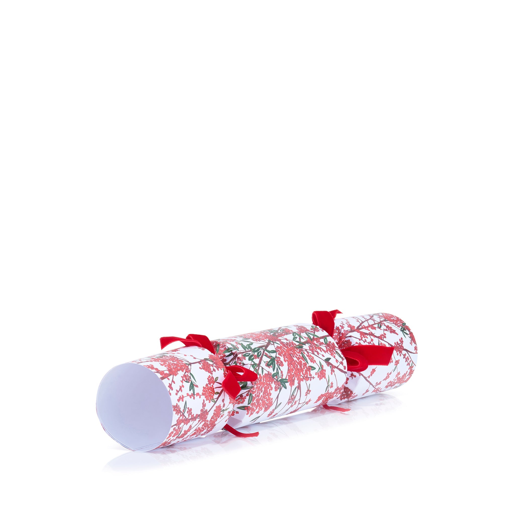 Christmas Crackers with 'Les Airelles' Print and Red Velvet Bows, Box of 6 (UK ONLY)
