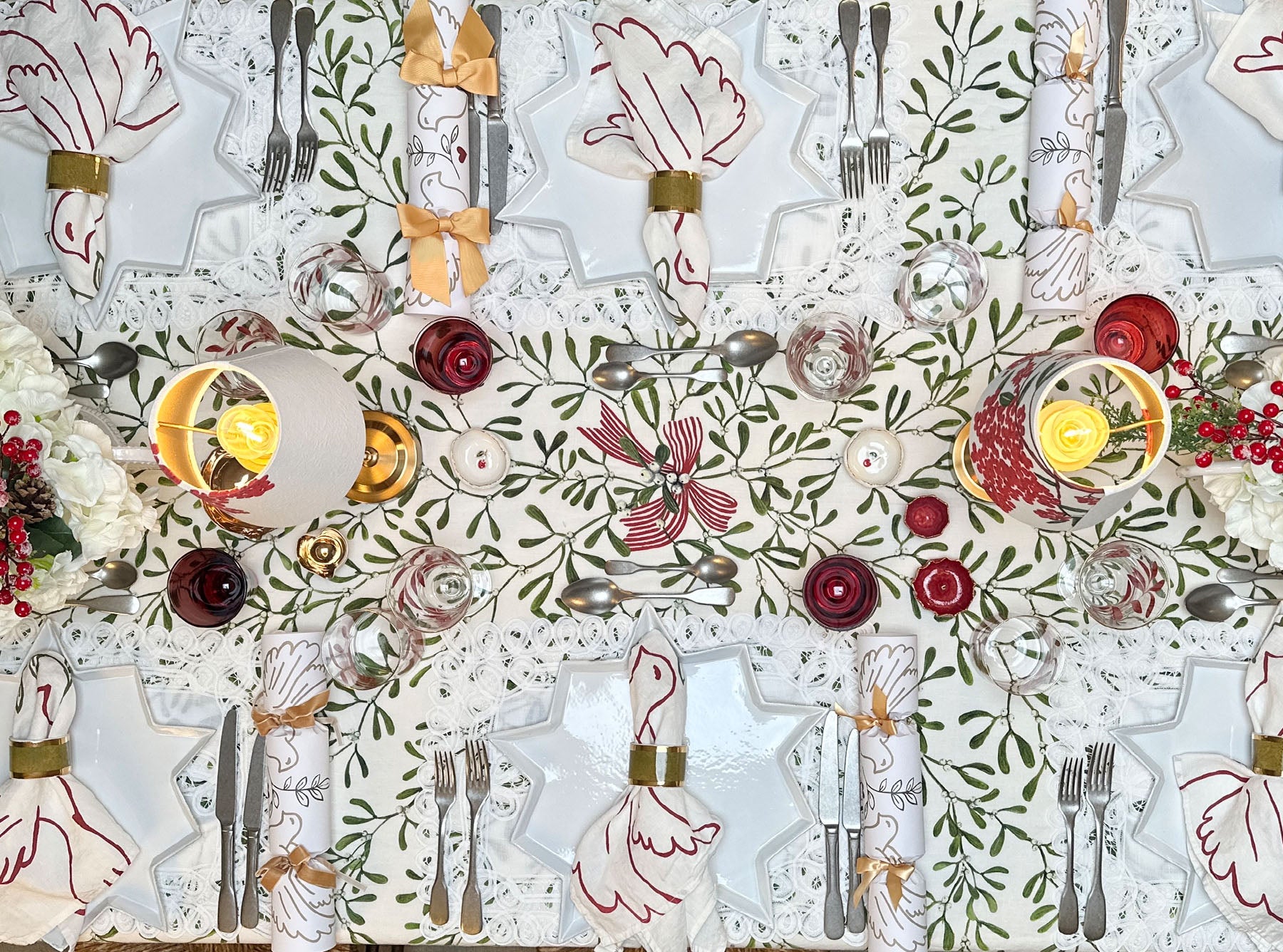 'Les Airelles' French Drum Lampshade with Golden Lining, 13cm