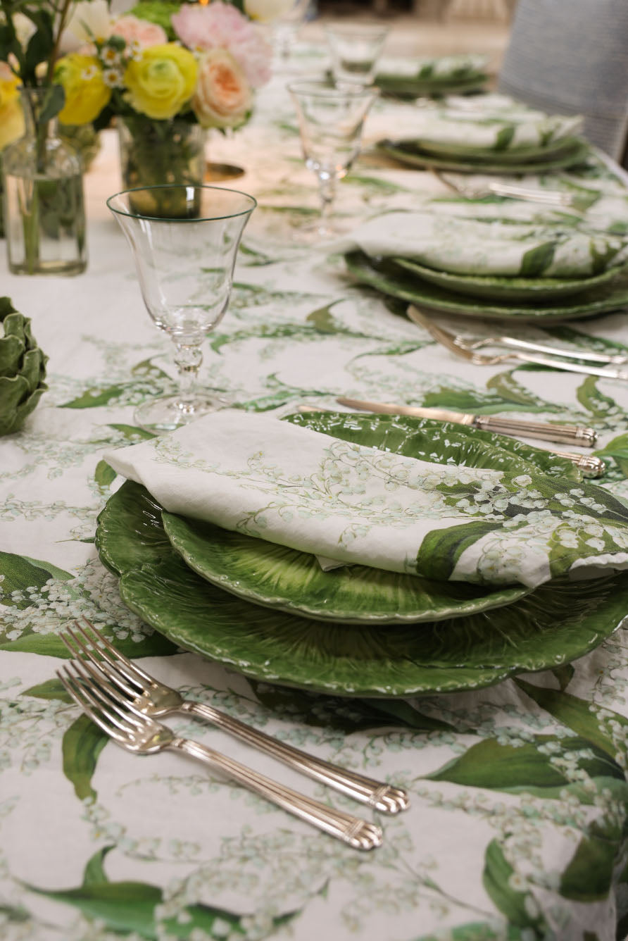Lily of the Valley 'Muguet' Round Linen Tablecloth, 260cm