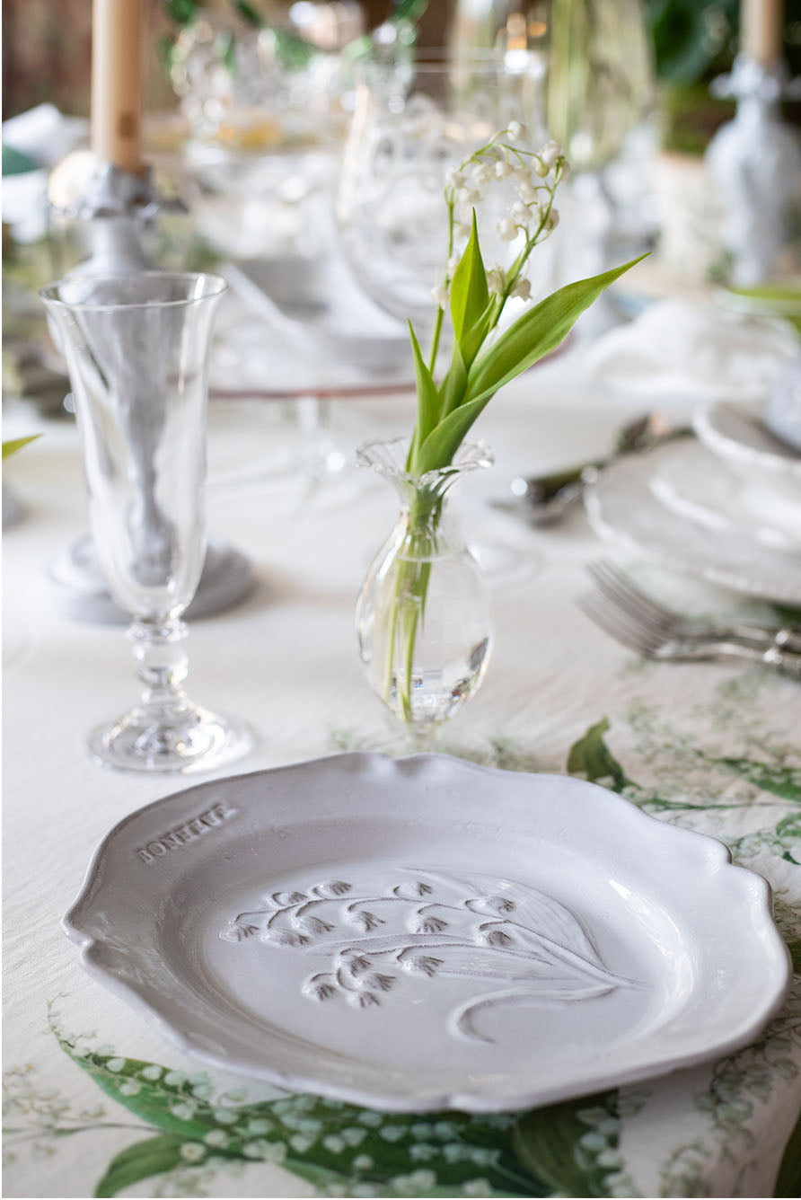 Lily of the Valley Dessert Plate by Astier de Villatte, 23cm