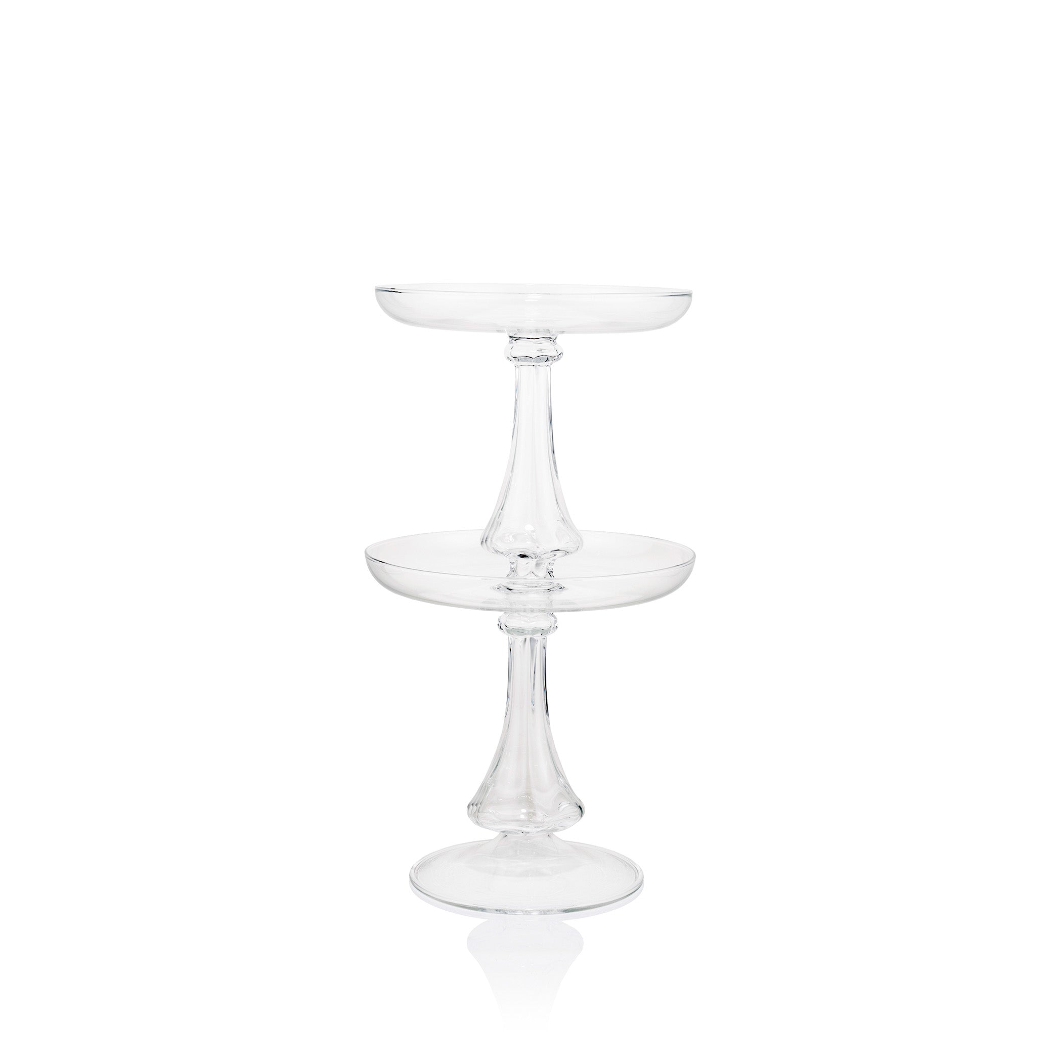 Luna Clear Handblown Glass 2 Level Cake Stand, 40cm