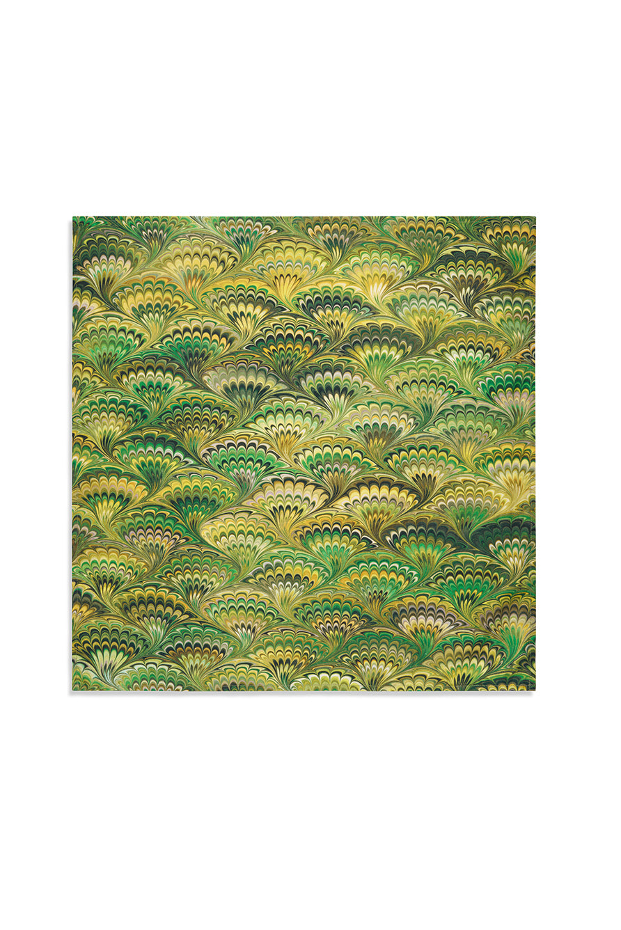 'Marble Fan' Linen Napkin in Green, 50x50cm