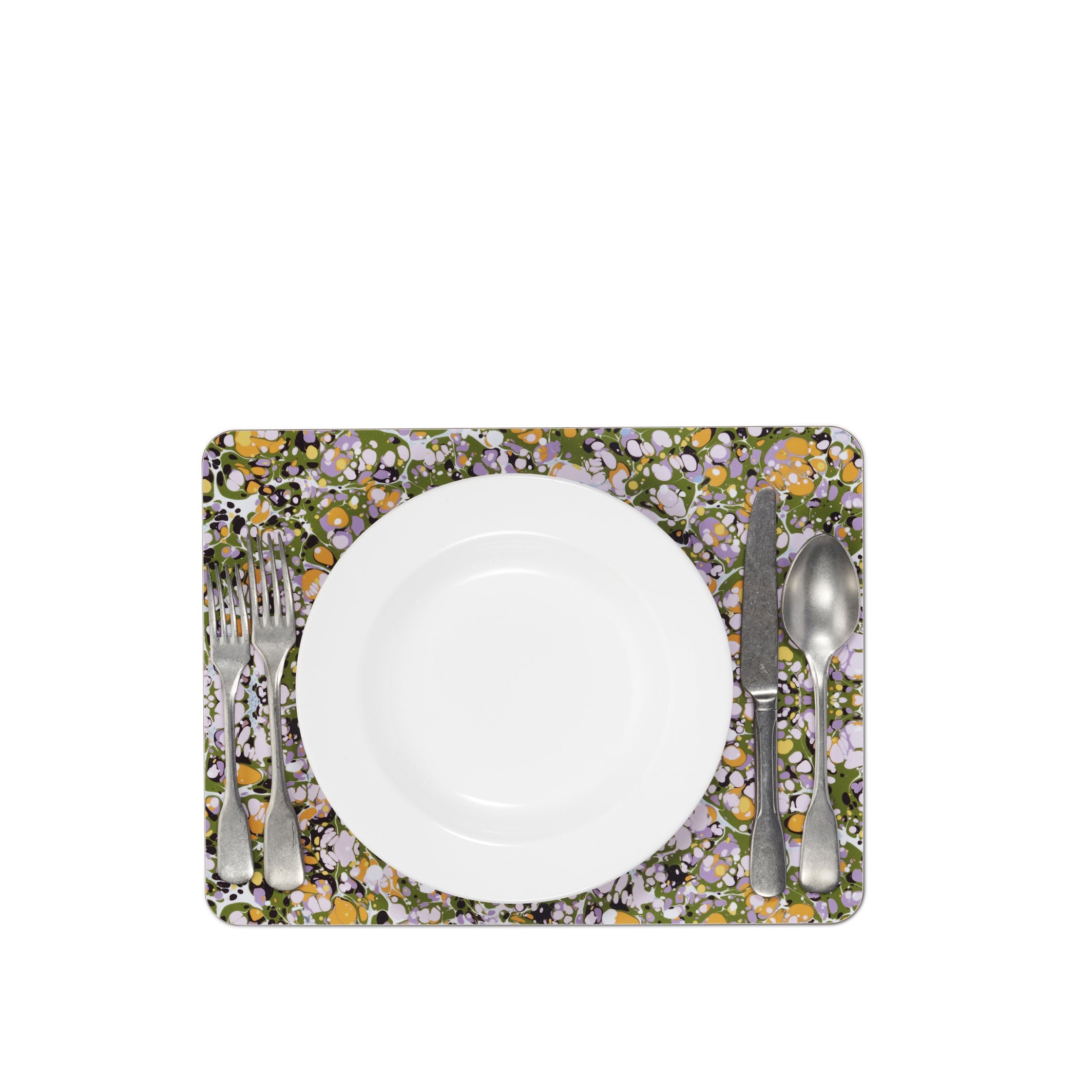 S&B 'Marble' Cork-Backed Placemat in Green, Rose Pink & Orange, 29 x 38cm