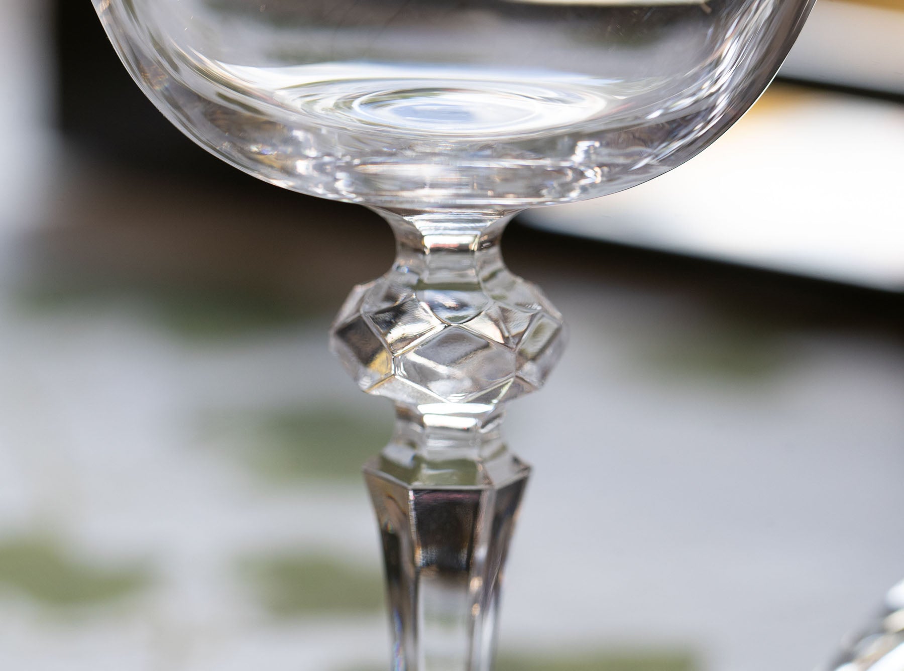 Crystal Faceted Ball Stem Champagne Coupe