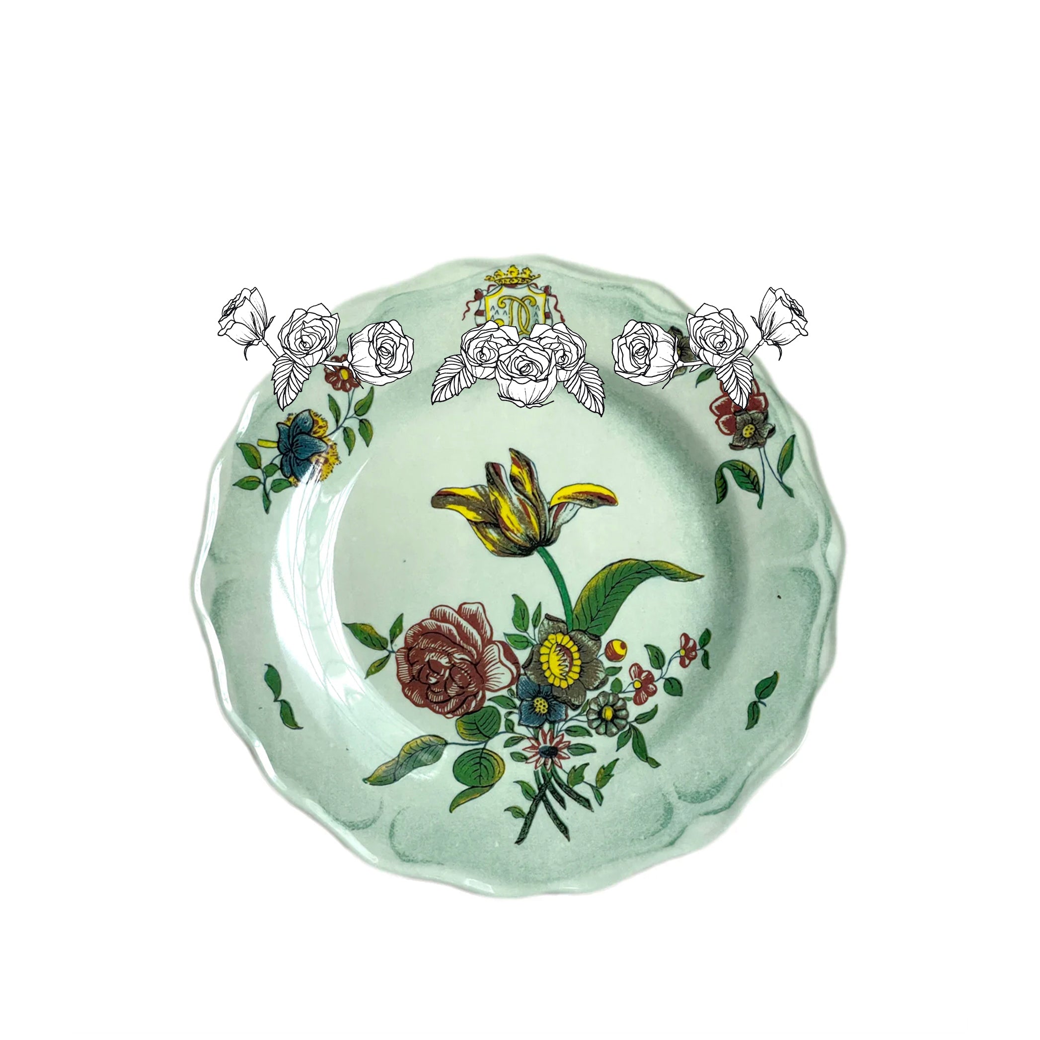 John Derian 'Faience Fleurs Isolees' Melamine Dinner Plate, 27cm