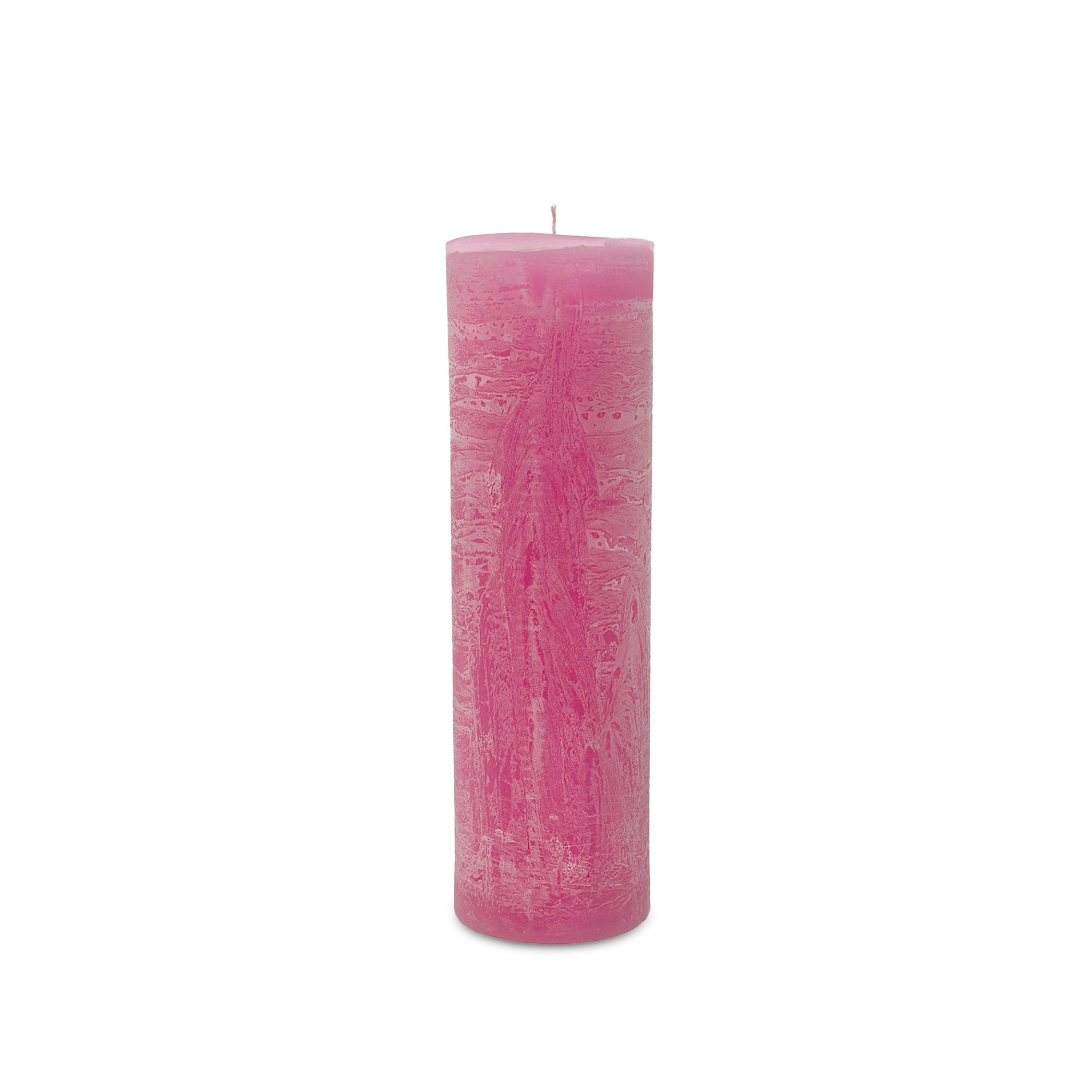 Melting Wax Effect Pink Pillar Candle, 22cm
