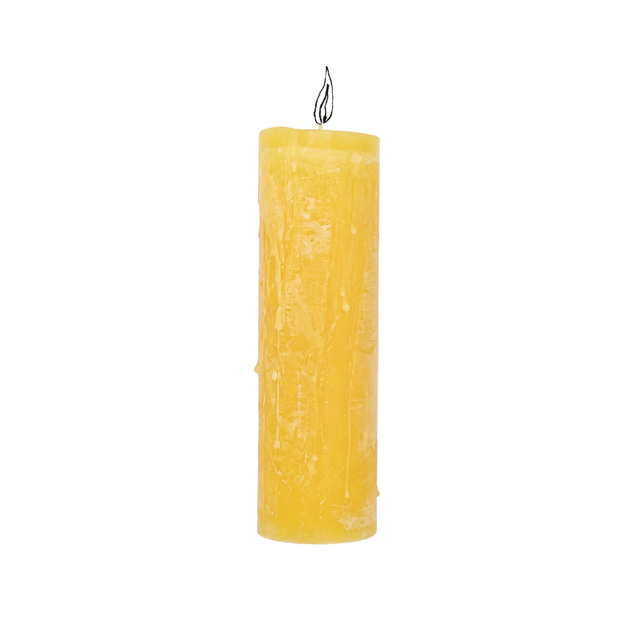 Melting Wax Effect Yellow Pillar Candle, 22cm