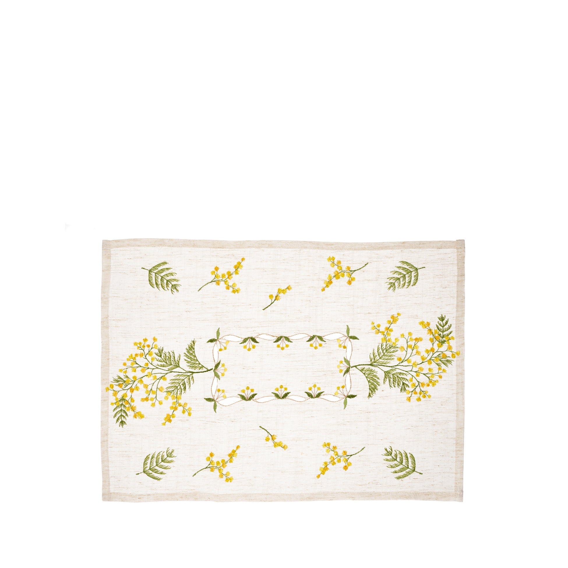 Mimosa Embroidered Linen Mix Placemat, 35 x 50cm