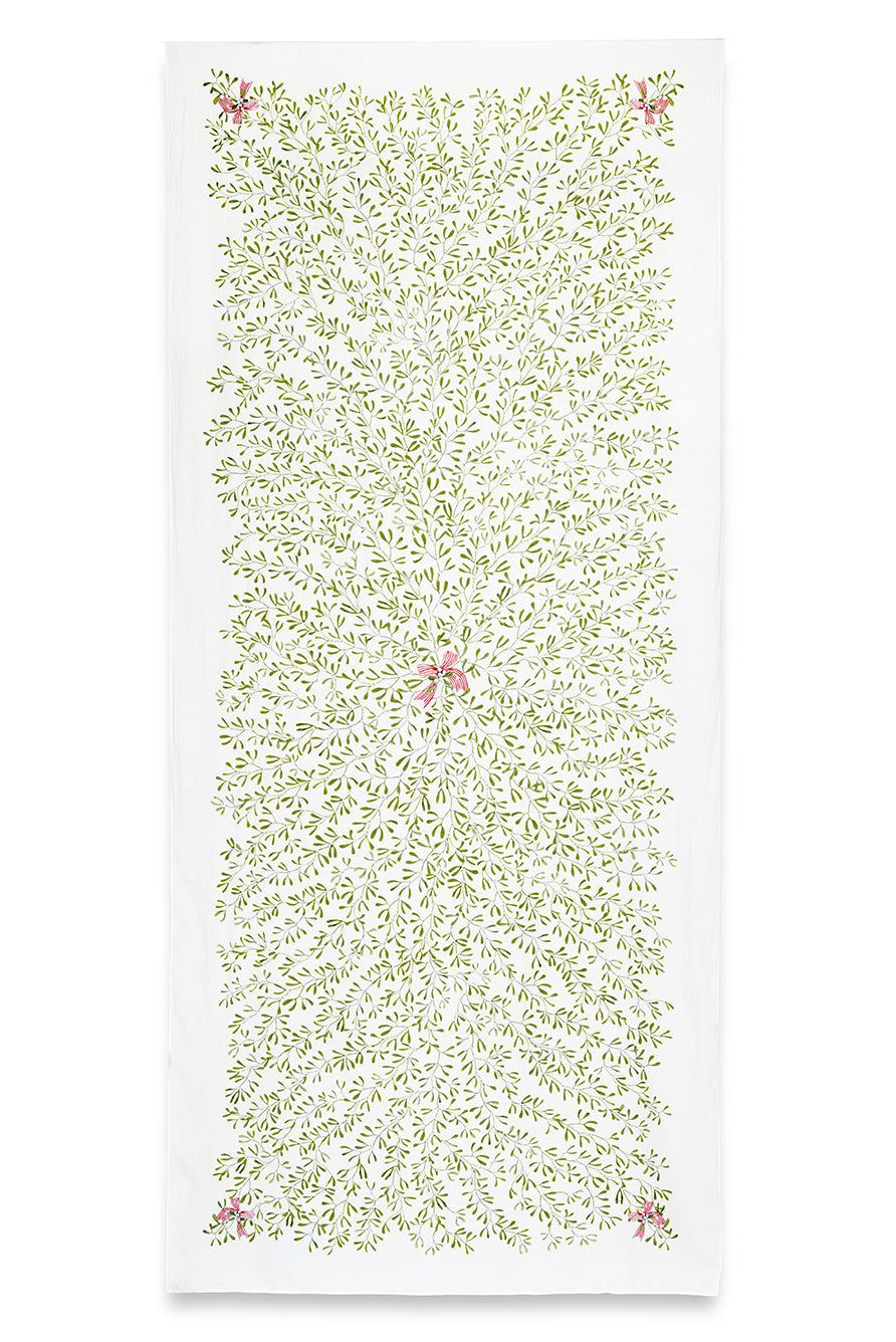 Mistletoe Kiss Linen Tablecloth