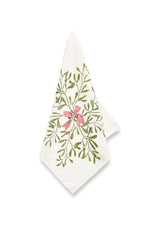 'Mistletoe Kiss' Linen Napkin, 50x50cm