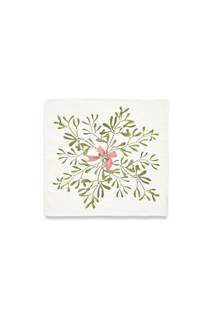 Mistletoe Kiss Linen Napkin, 50x50cm