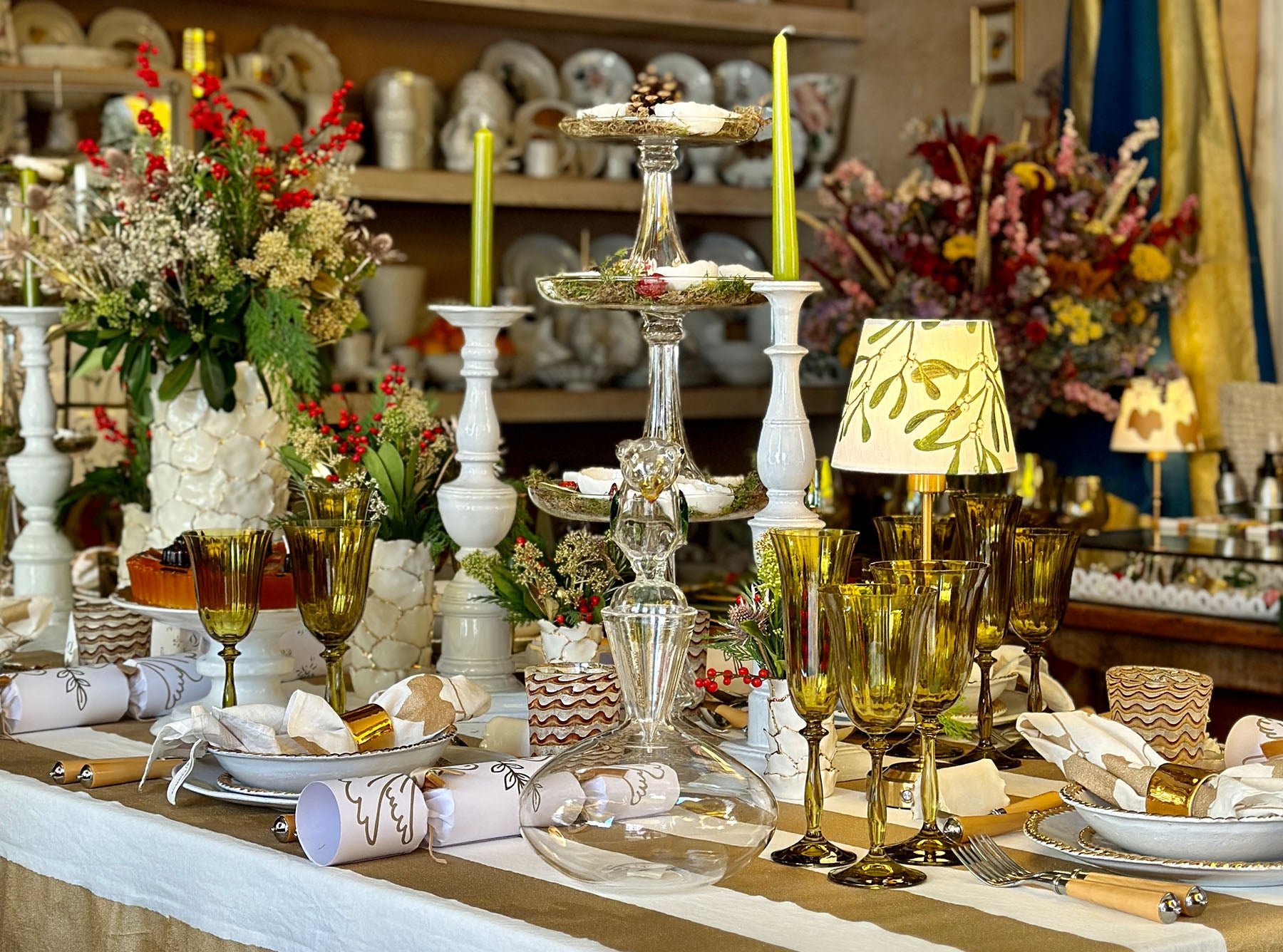 'Mistletoe' French Drum Lampshade, 13cm