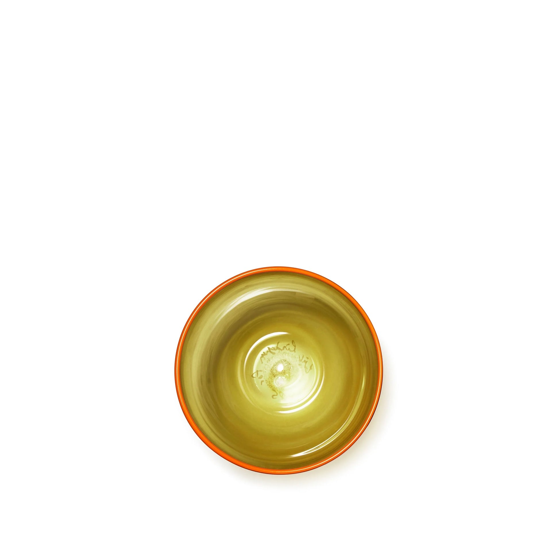 Handblown Bumba Glass Tumbler in Moss Green with Orange Rim, 30cl