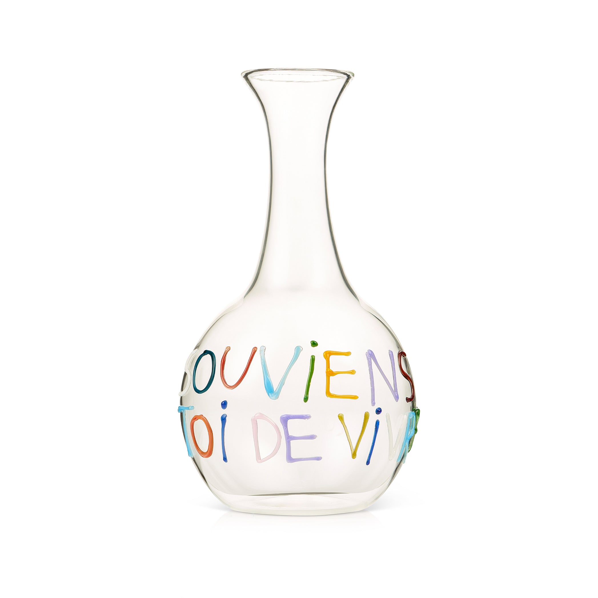 Handblown Glass Souviens Toi De Vivre Carafe