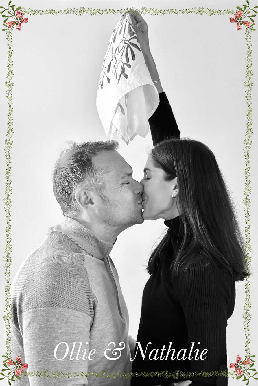 'Mistletoe Kiss' Linen Napkin, 50x50cm