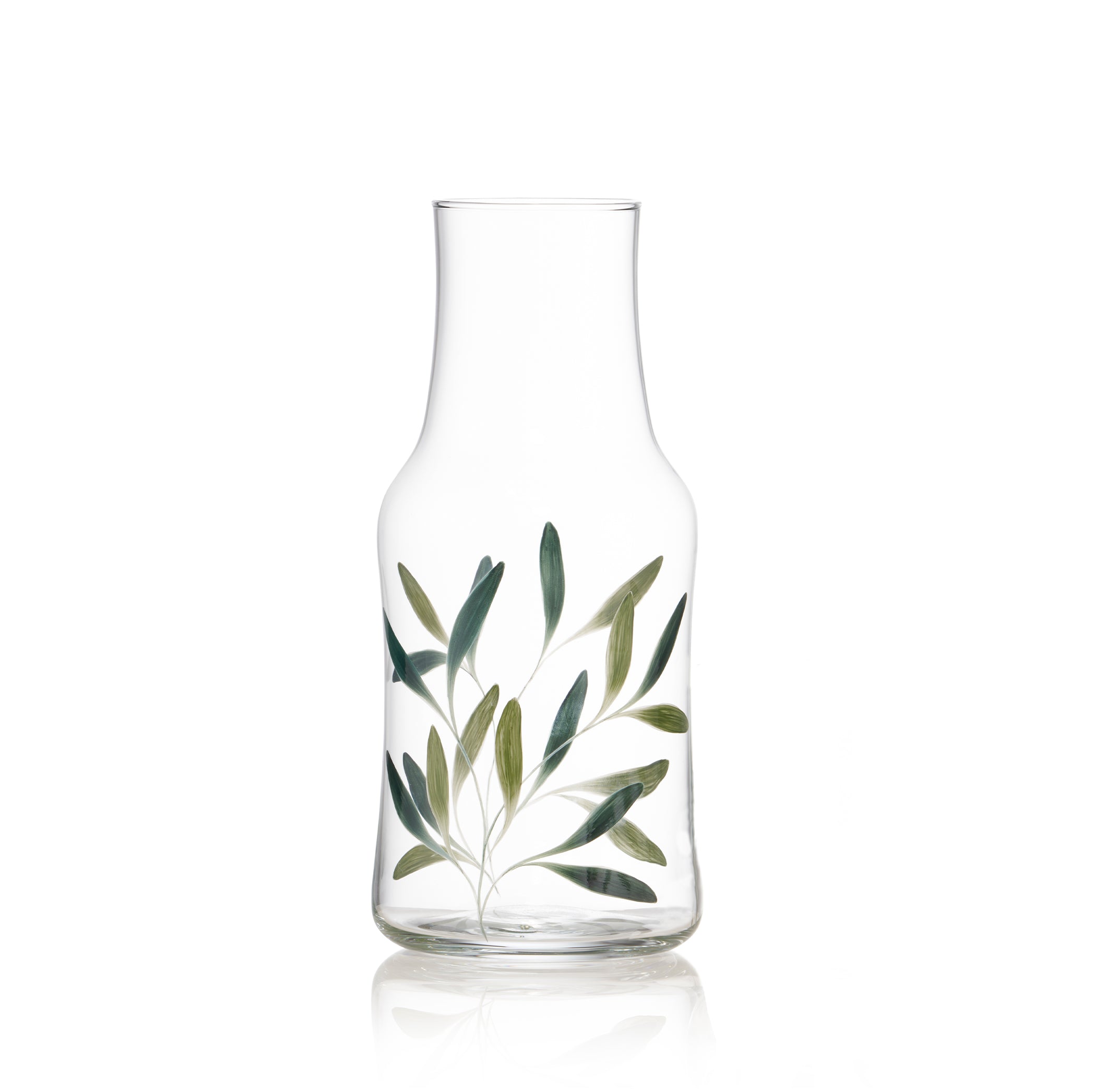 Olive Leaf Glass Bedside Carafe & Tumbler Set