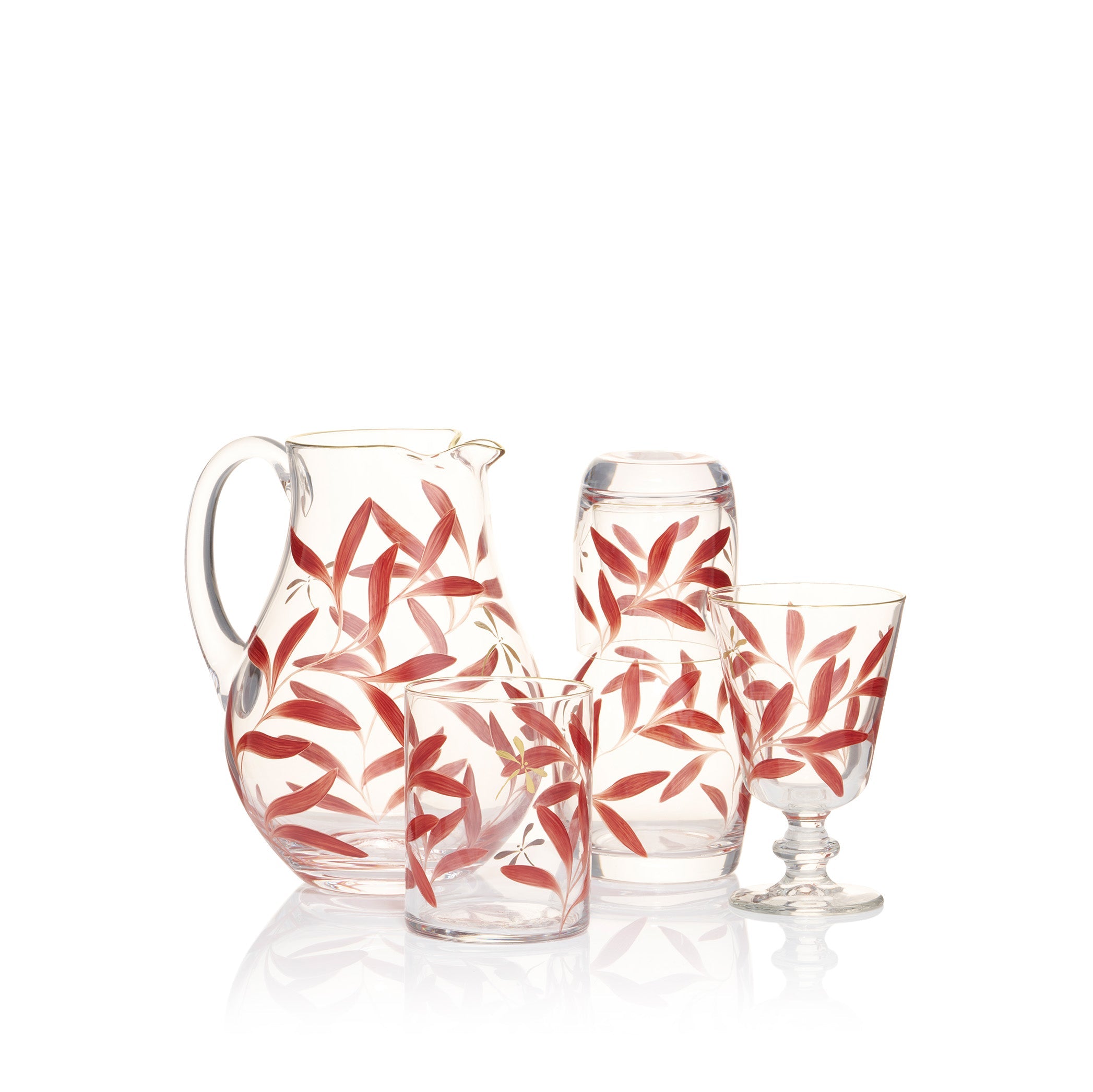 Olive Leaf Burgundy & Gold Dragonfly Wine Glass