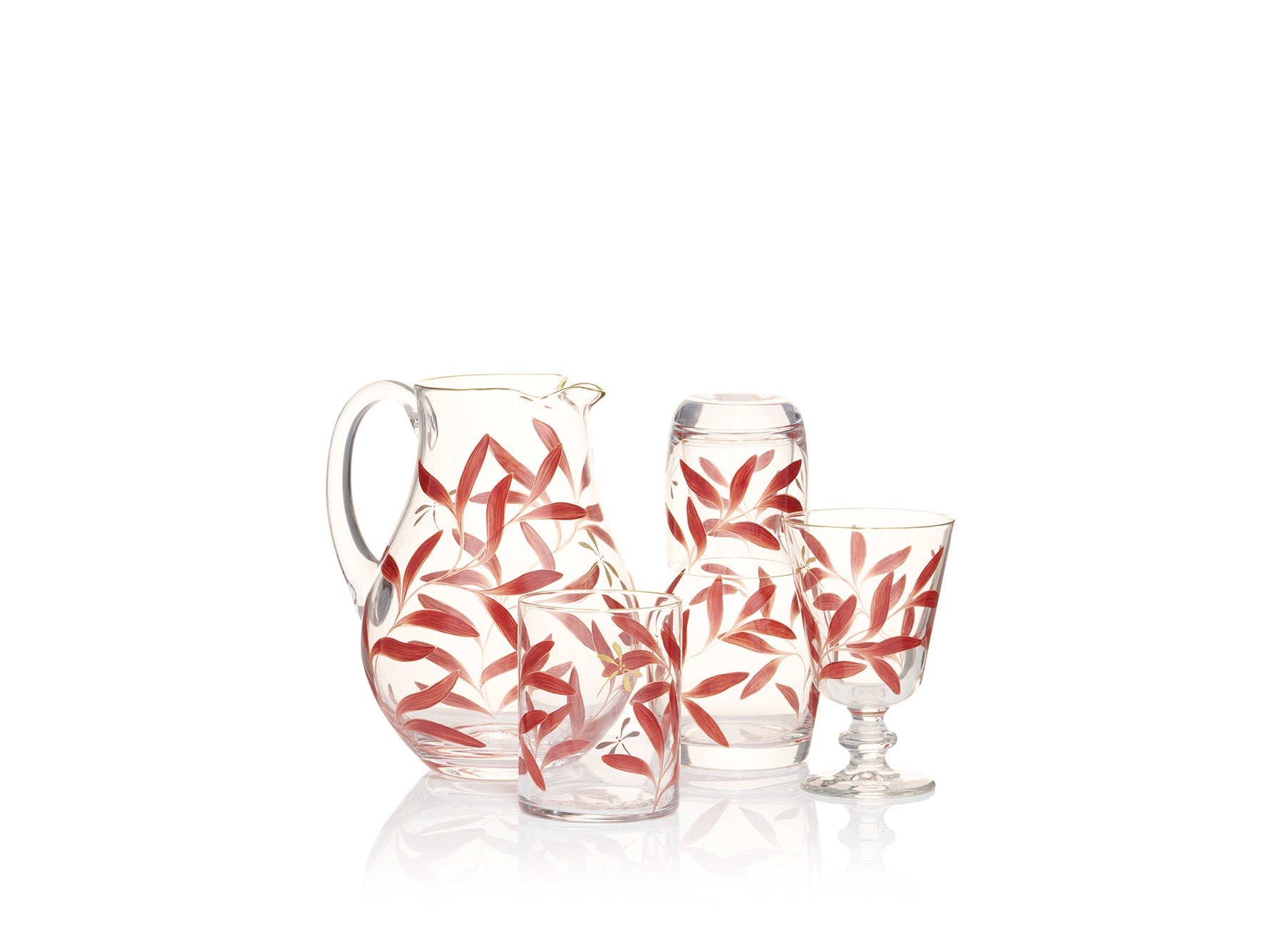 Olive Leaf Burgundy & Gold Dragonfly Bedside Carafe & Tumbler Set