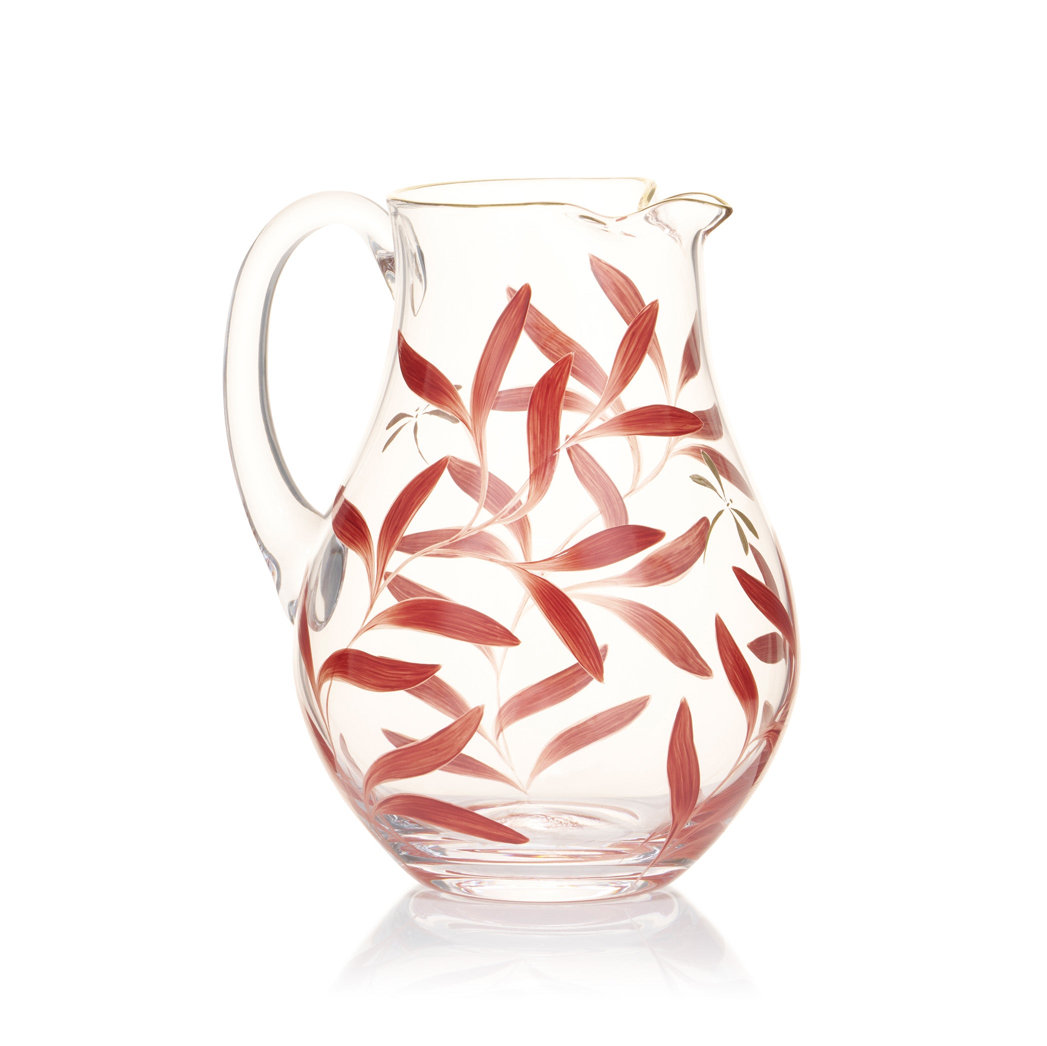 Olive Leaf Burgundy & Gold Dragonfly Jug