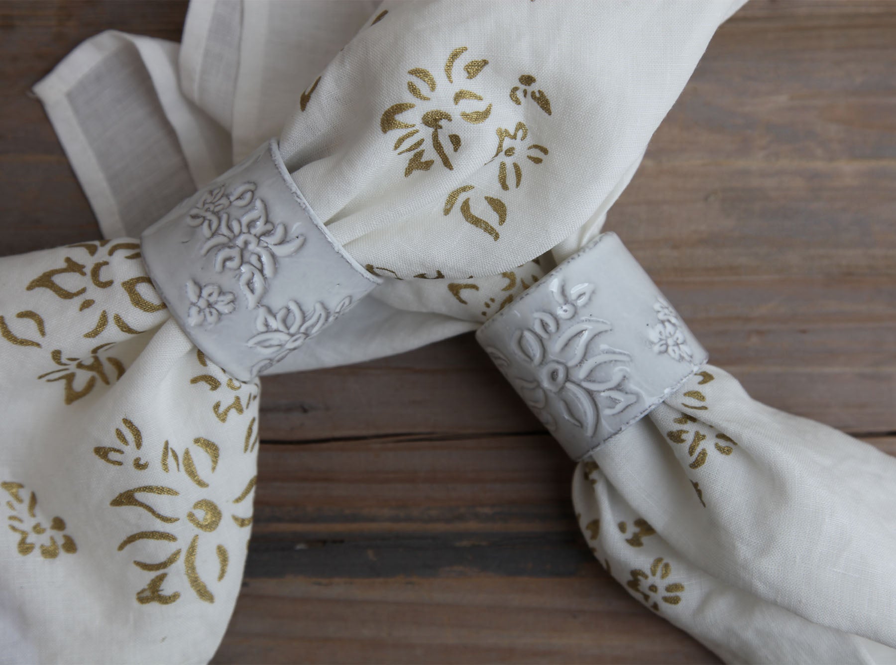 Astier de Villatte x Summerill & Bishop Napkin Ring with Falling Flower