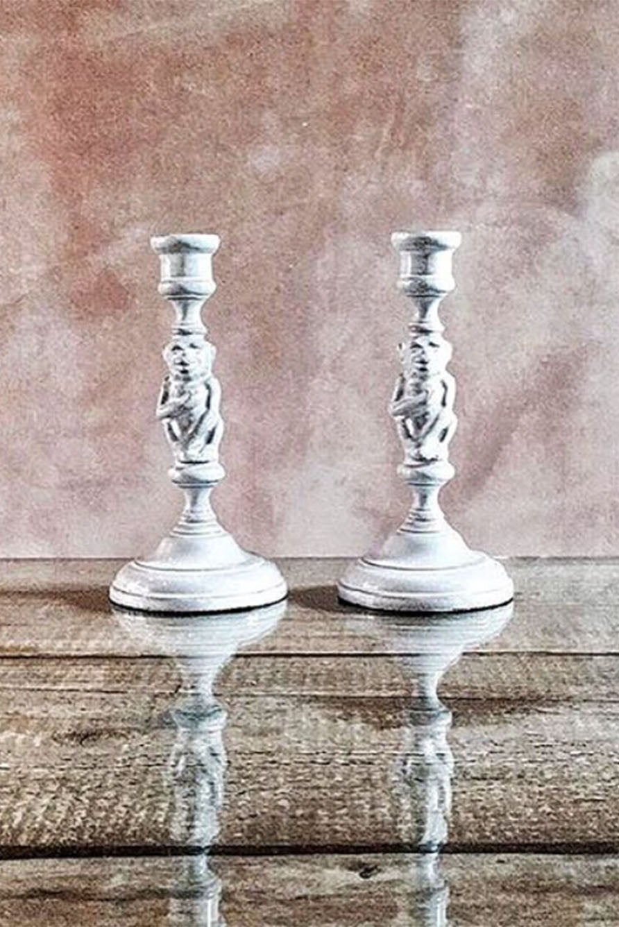 Pair of Monkey Candlesticks by Astier de Villatte, 19cm