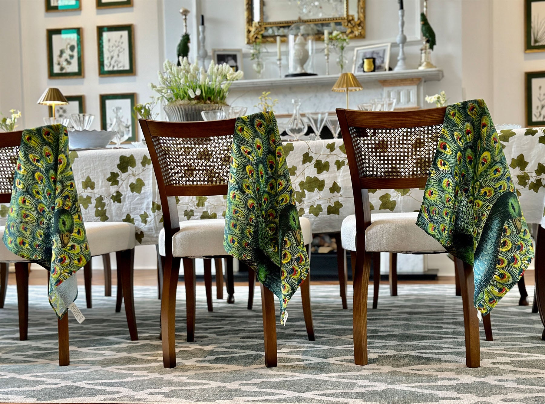 S&B x John Derian 'Peacock' Linen Napkin, 50x50cm