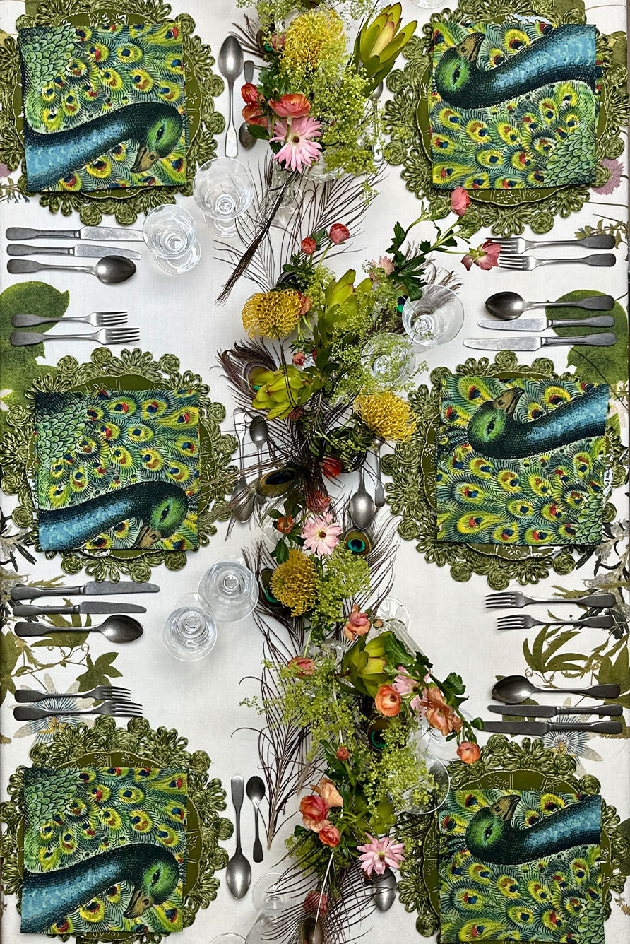 S&B x John Derian 'Peacock' Linen Napkin, 50x50cm