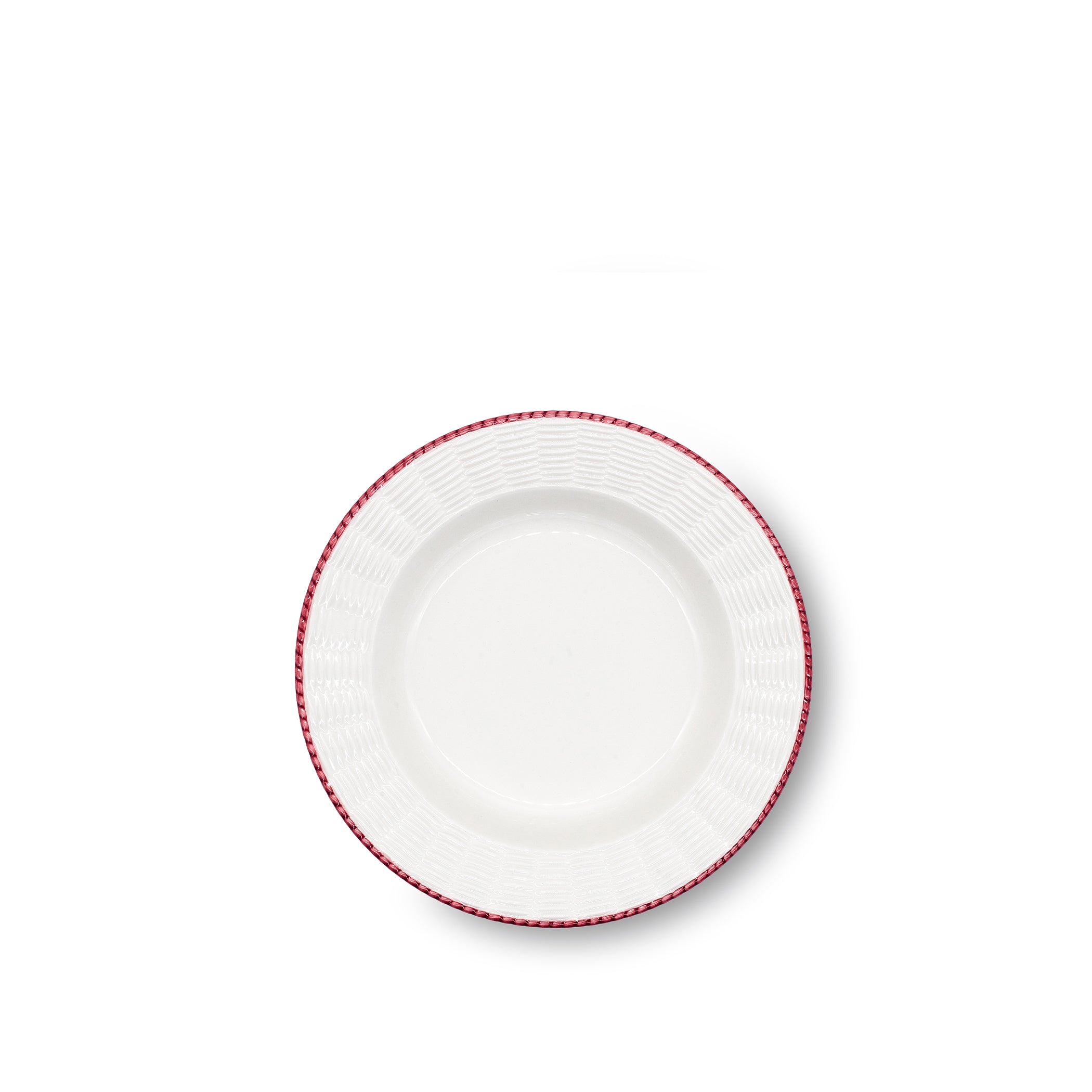 Rattan Effect Hand-Painted Bordeaux Rim Soup Plate, 23cm