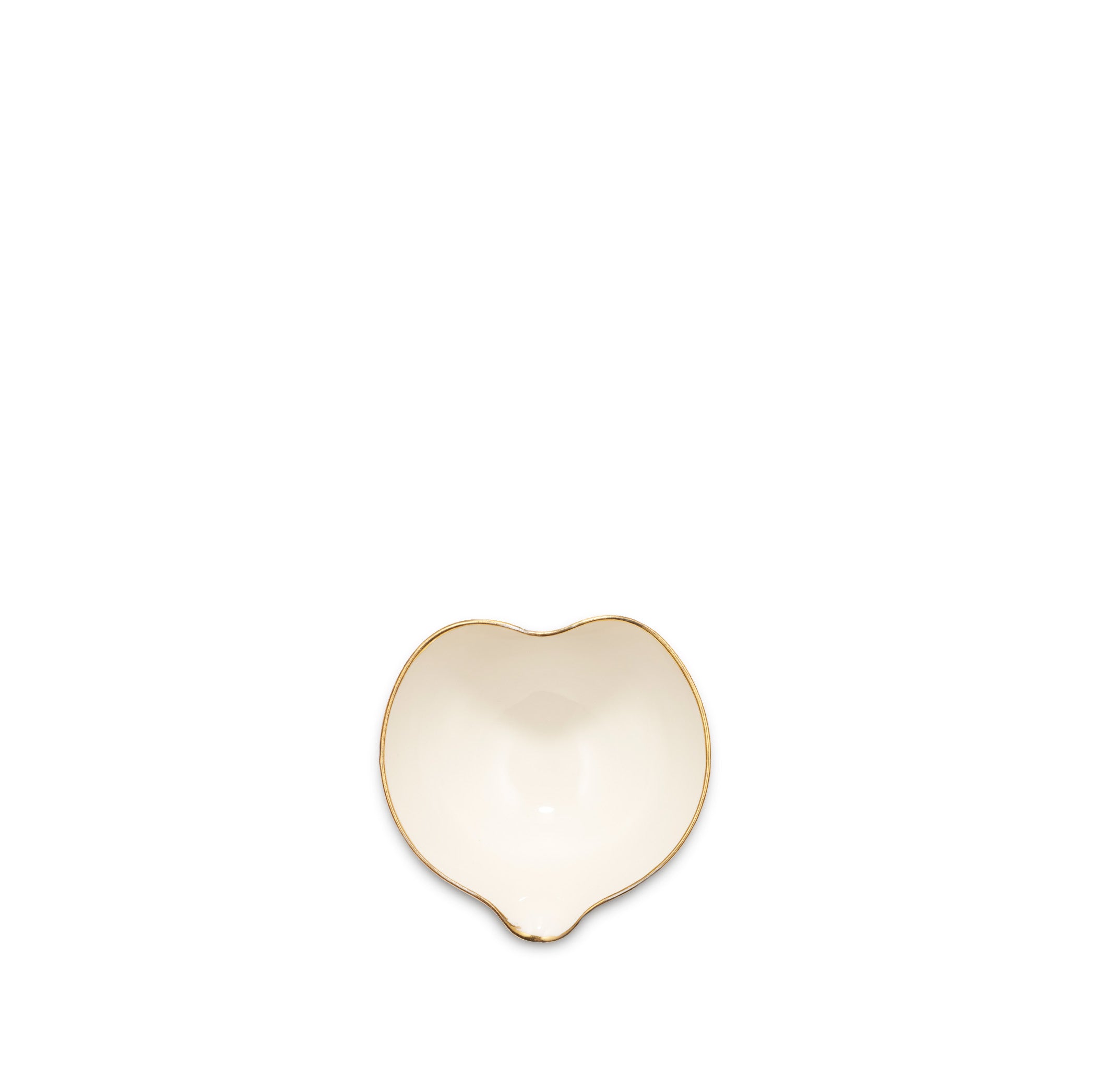 White Porcelain Heart Bowl with Gold Rim, 9cm