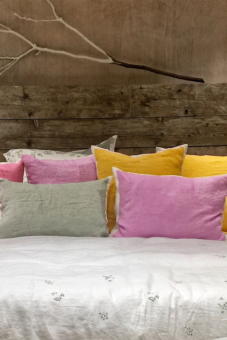 Hand Painted Linen Cushion in Grape, 50cm x 50cm