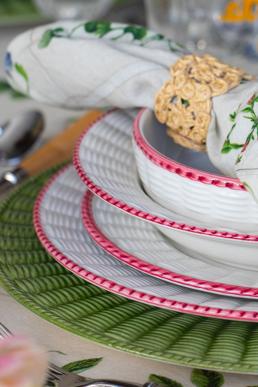 Rattan Effect Hand-Painted Brushed Bordeaux Cereal Bowl, 16cm