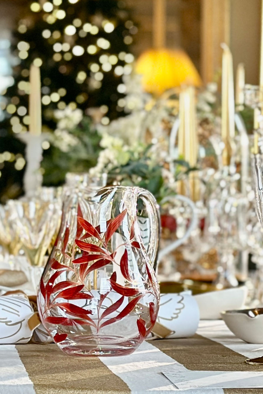 Olive Leaf Burgundy & Gold Dragonfly Jug