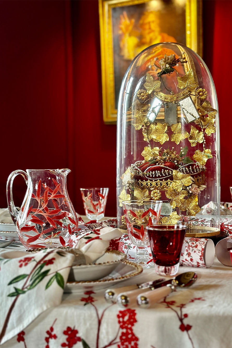 Olive Leaf Burgundy & Gold Dragonfly Jug