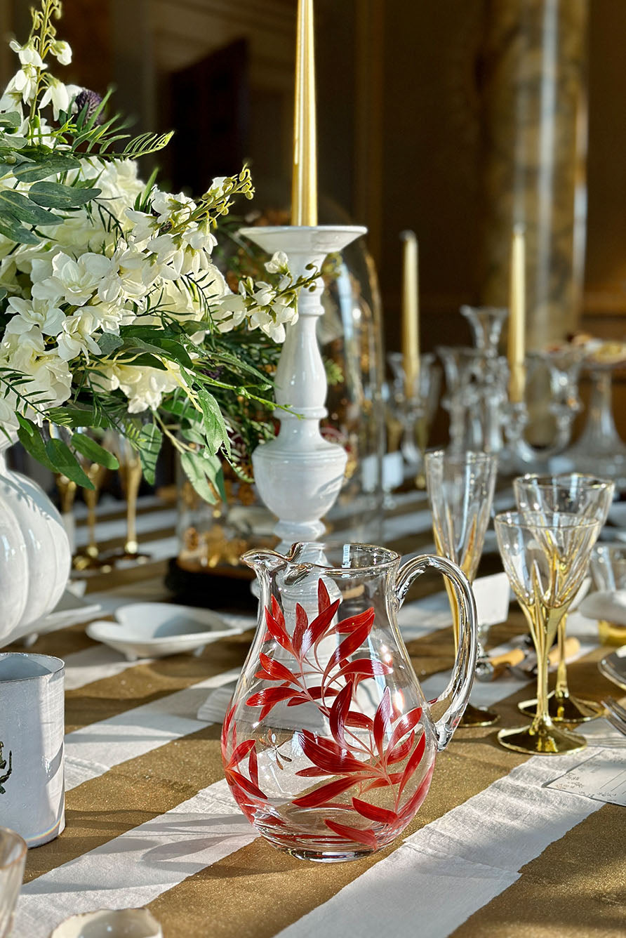 Olive Leaf Burgundy & Gold Dragonfly Jug