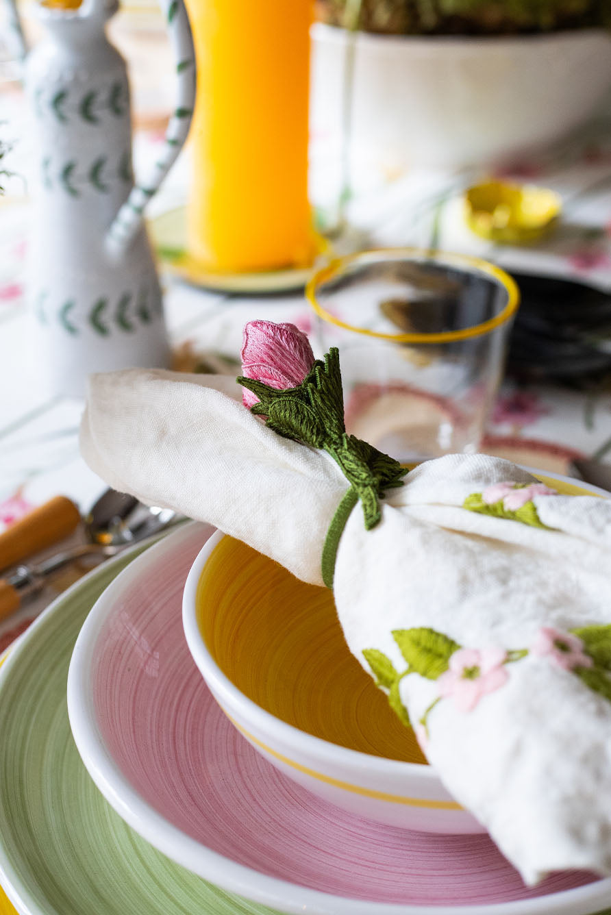 Rose Embroidered Napkin Ring