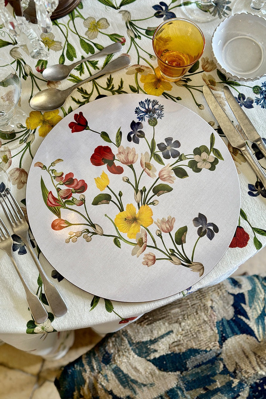 S&B x John Derian 'Botanical Wildflower' Round Linen Tablecloth, 260cm
