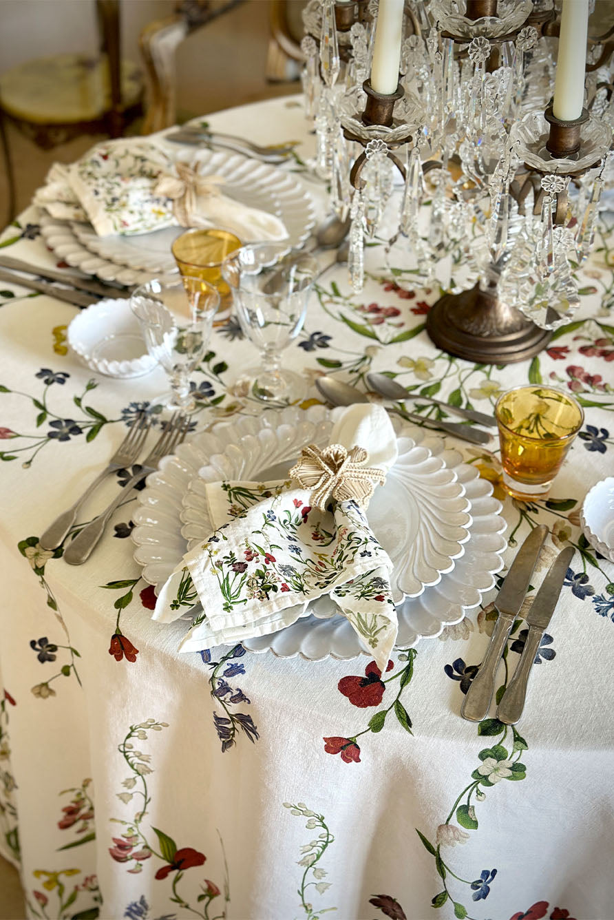 S&B x John Derian 'Botanical Wildflower' Round Linen Tablecloth, 260cm
