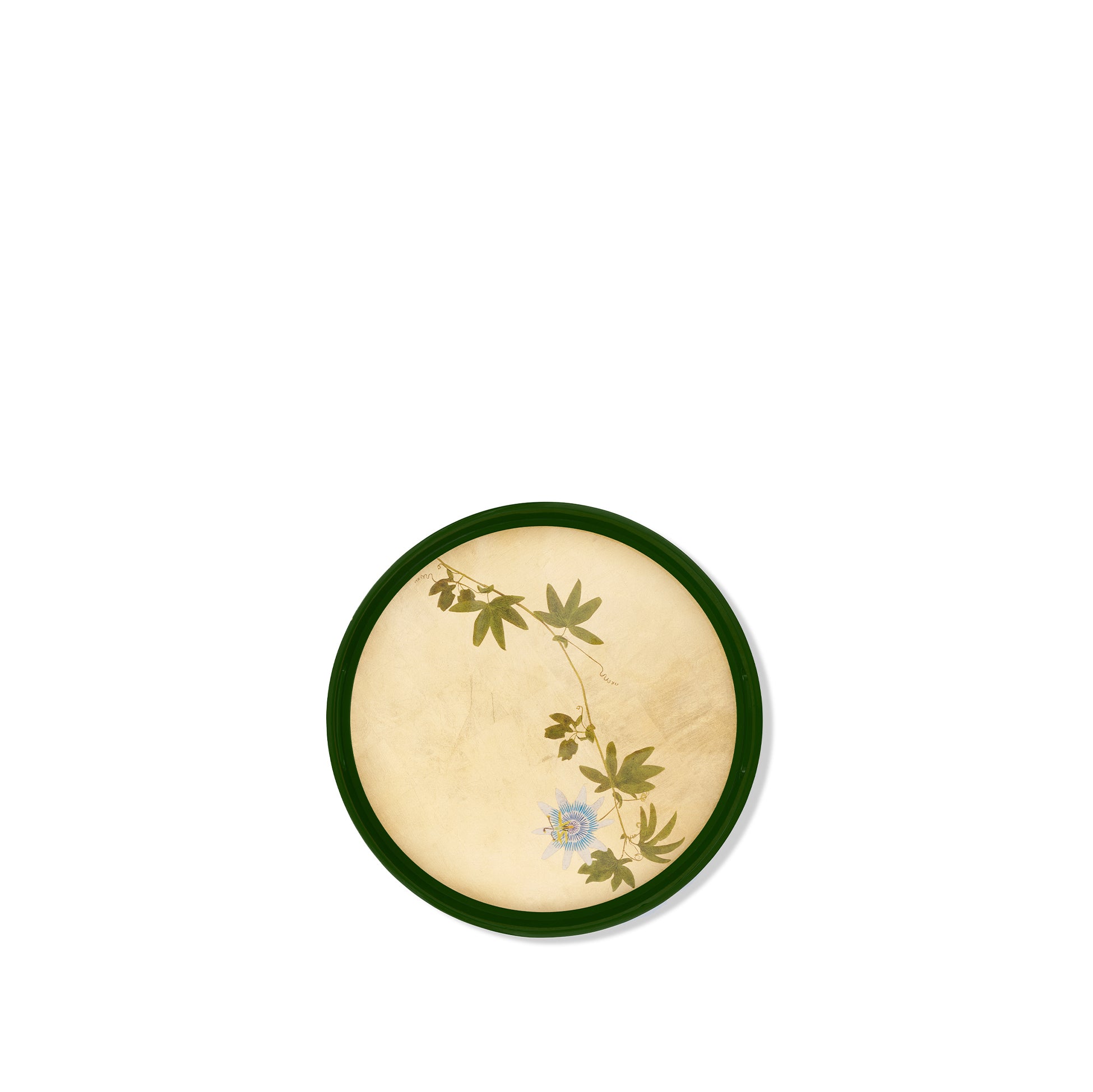 Gold Leaf 'Passiflora' Round Lacquered Tray, 35cm