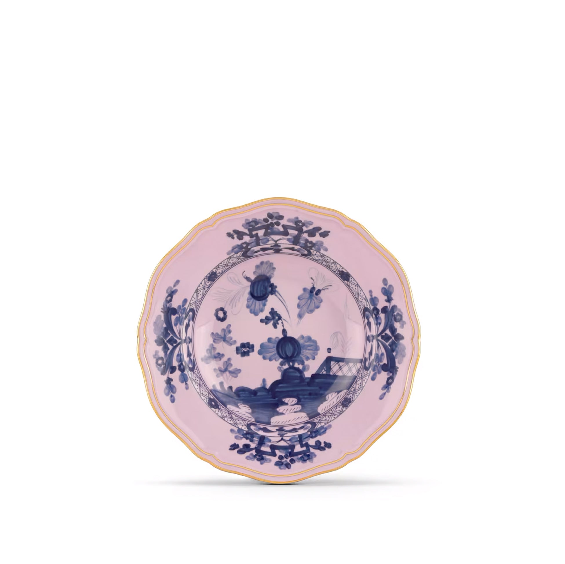 Set of 2 Oriente Italiano 'Azalea' Soup Plates in Pink & Blue, 24cm