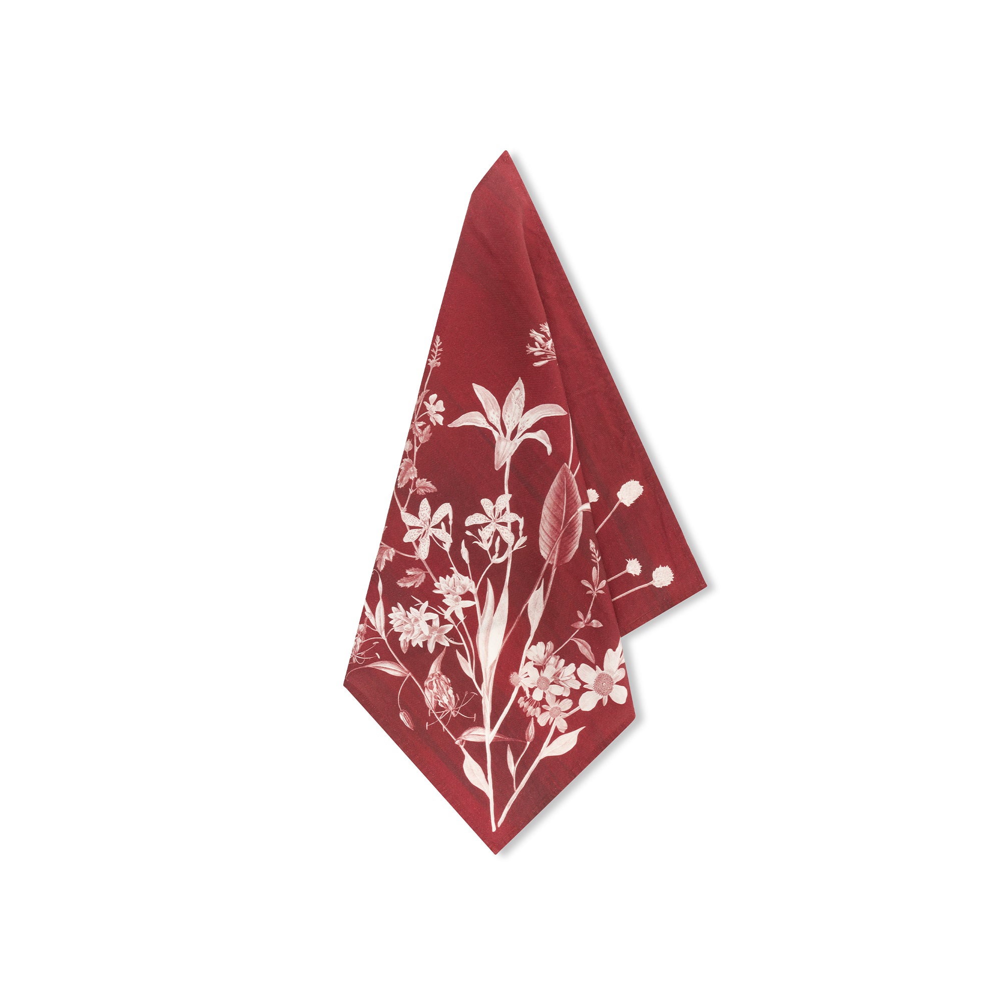 African Flower Linen Napkin in Red, 50x50cm