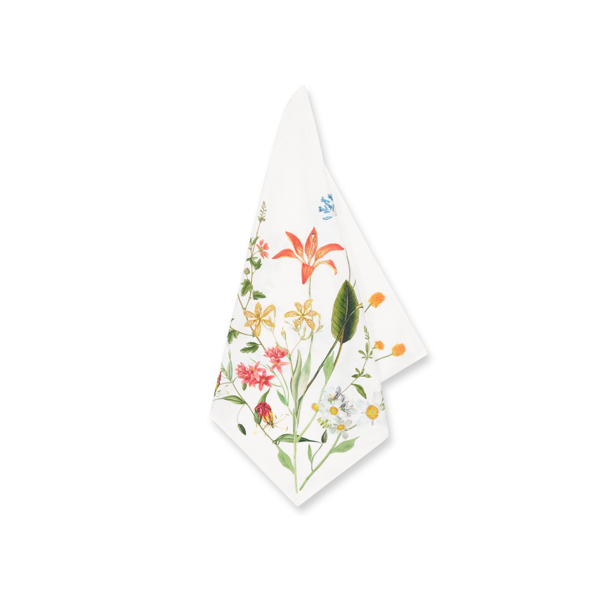 African Flower Linen Napkin in White, 50x50cm