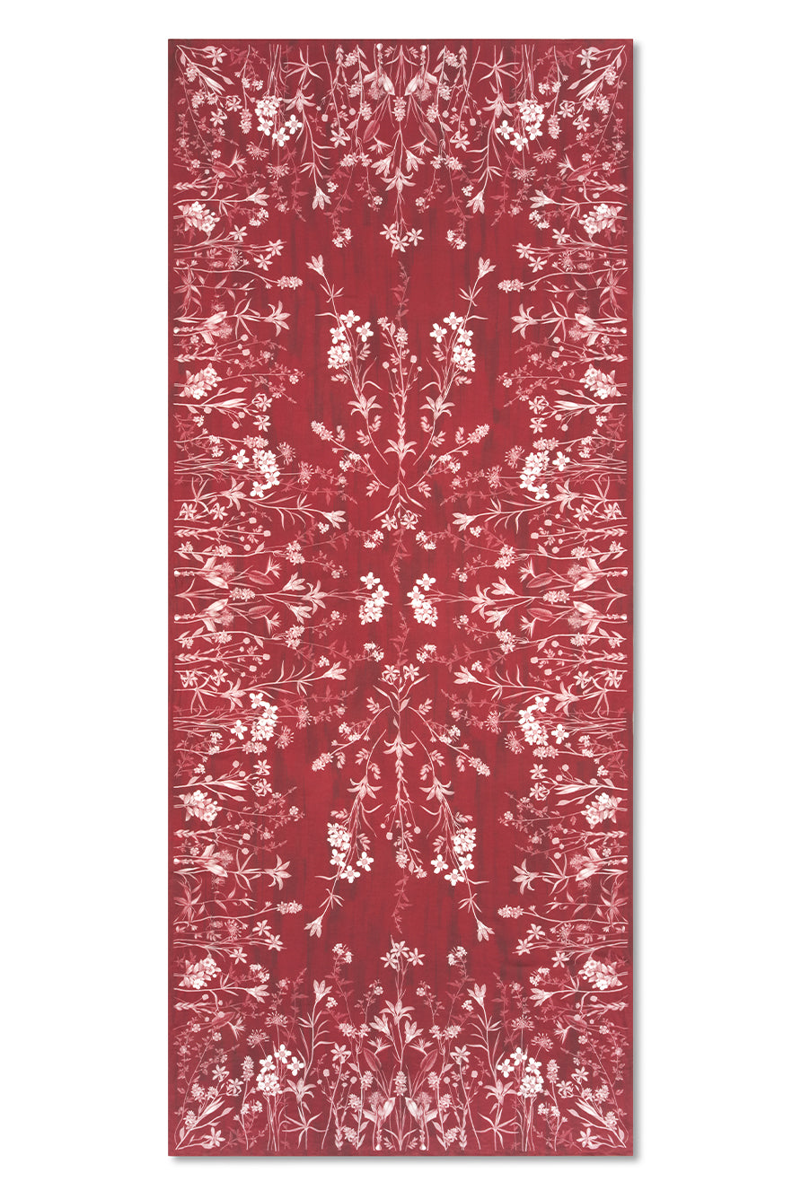 African Flower Linen Tablecloth in Red