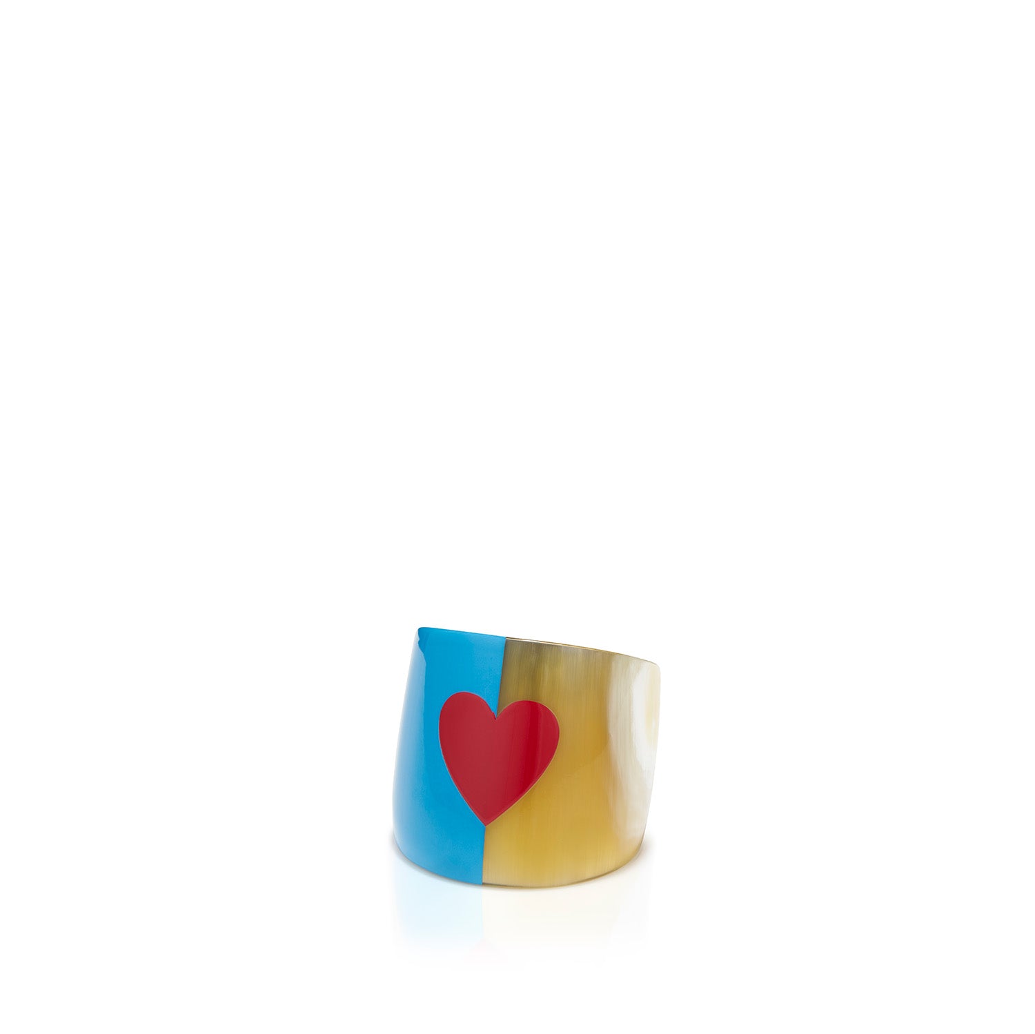 S&B Heart Blue Lacquer & Horn Napkin Ring